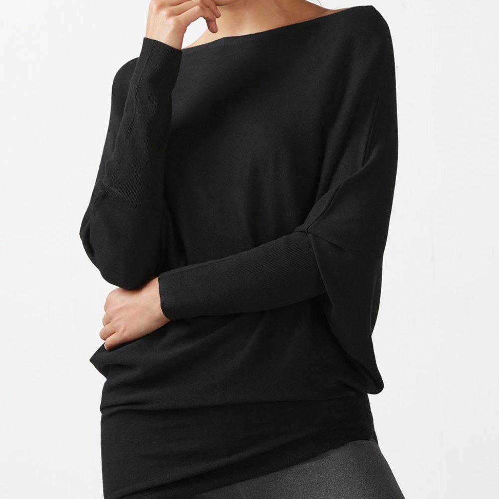 Fabletics Dolman Sleeve Black Athletic Top